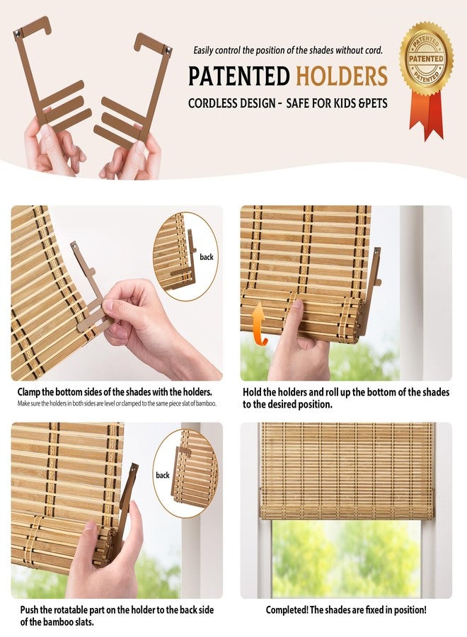 LazBlinds Cordless Bamboo Blinds, Roll Up Shades for Windows, Light Filtering Hanging Window Blinds, Bamboo Shades for Patio Indoor/Outdoor Porch, 23'' W x 72'' H, Carbonized - Image 3